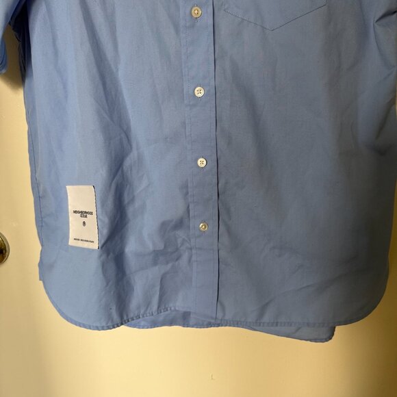 NHIZ x Izzue Neighborhood Blue Poplin Logo Print Buttondown Shirt S - Picture 4 of 7